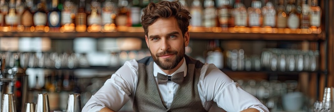 Colleagues smiling at the camera in a bar