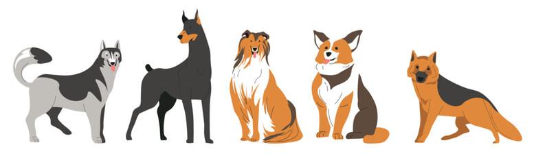 Assorted Large Breed Dogs Vector