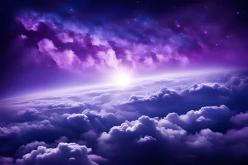 Deurstickers purple night sky © RORON