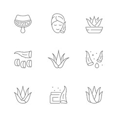 Set line icons of aloe vera