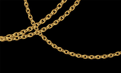 Gold necklaces. Golden chain illustration. Golden necklace for ads, flyers, web site, sale banners.	