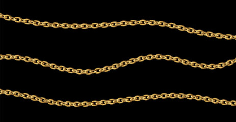 Gold necklaces. Golden chain illustration. Golden necklace for ads, flyers, web site, sale banners.	