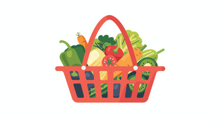 Shopping basket full of healthy organic fresh and nat