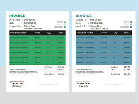 Free vector minimal invoice template Design
