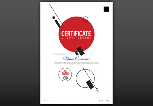 Japan style minimalistic simple certificate achievement document template