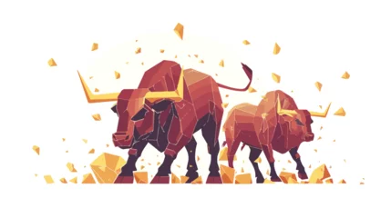 Fotobehang Stock exchange market bulls metaphor. Growing rising © Hareem