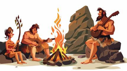 Stone age war primitive men tribes fighting Barbaria