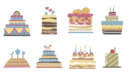 Colorful Birthday Celebration Cakes Set - 786245171