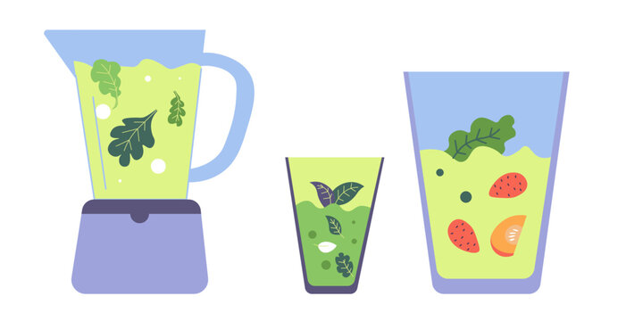 Healthy Green Smoothie Vector Illustration