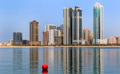 Buildings on the new Corniche in Sharjah, United Arab Emirates