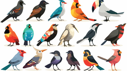 Fototapeta premium Various cartoon birds collection for any visual design