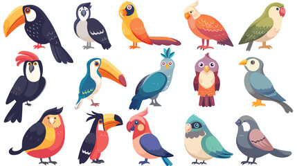 Various cartoon birds collection for any visual design