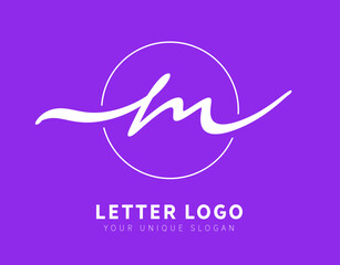 m letter logo design. Hand drawn calligraphy sign. Logotype design for your unique brand.