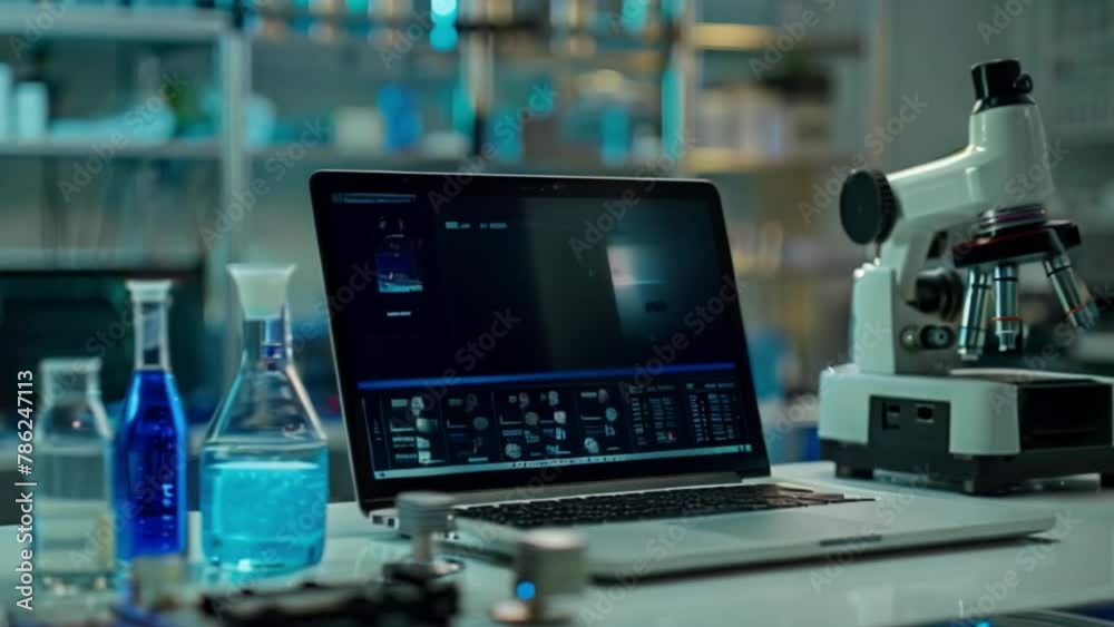 Aufkleber Modern Laboratory Setting With Computer and Microscope