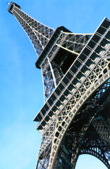 France. Paris. Eiffel Tower against the blue sky.