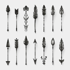 Abstract hand drawn arrows set vector illustration on white background