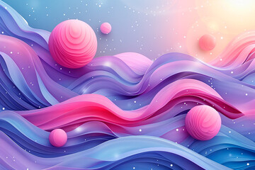 Abstract background with a purple blue gradient and three-dimensional shapes