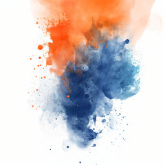 Abstract orange and blue thick watercolor splash on white background, minimalist style, abstract watercolor background with watercolor paint