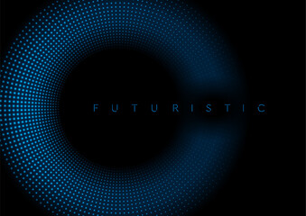 Futuristic minimal tech blue neon dotted circles abstract background. Geometric glowing vector design - 786250385