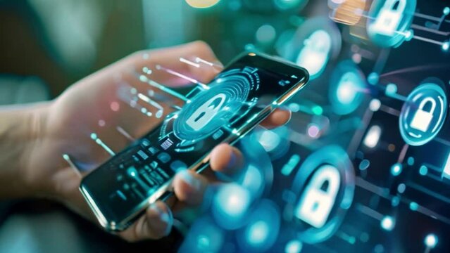 Person Holding Smart Phone With Padlock