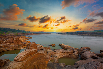 Grand Canyon in Thailand, Natural of rock canyon in Mekhong River, Hat Chom Dao or Chomdao Beach...