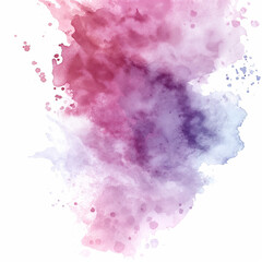 Abstract pink and purple thick watercolor splash on white background, minimalist style, abstract watercolor paint splashes