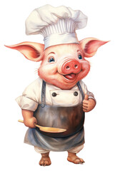 PNG Pig chef character cook vegetable freshness. - obrazy, fototapety, plakaty