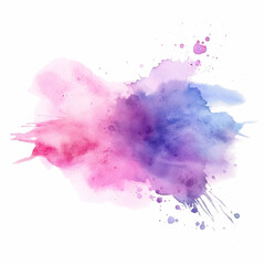 Abstract pink and purple thick watercolor splash on white background, minimalist style, abstract...
