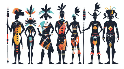 African tribe pattern wallpaper set vector illustration