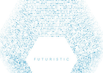 Hi-tech blue white abstract background with hexagonal dotted lines. Vector futuristic digital art design - 786252386