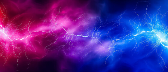  Red and blue lightning, abstract electrical background. New style of light.
