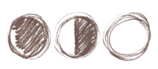 Grunge chalk hand draw in shape circle, isolated on white