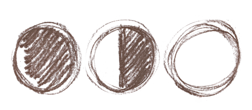 Grunge chalk hand draw in shape circle, isolated on white