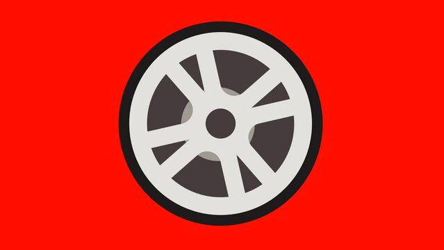 Flat Image of Car Wheel Spokes, Car Wheel in Motion Against blue Screen Background"