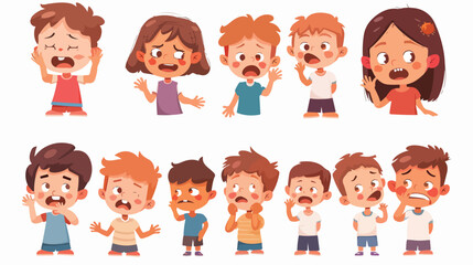 Boys and girls kids gesturing expressing emotions