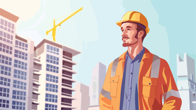 Builder man manager and worker on the constructions 