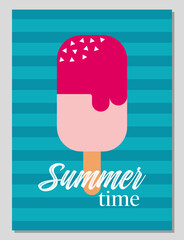 Summer mood. Summer card or poster concept in flat design. Ice cream vector illustration in geometric style.