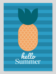 Summer mood. Summer card or poster concept in flat design. Pineapple vector illustration in geometric style.