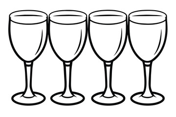 Wine glasses, line art, vector illustration