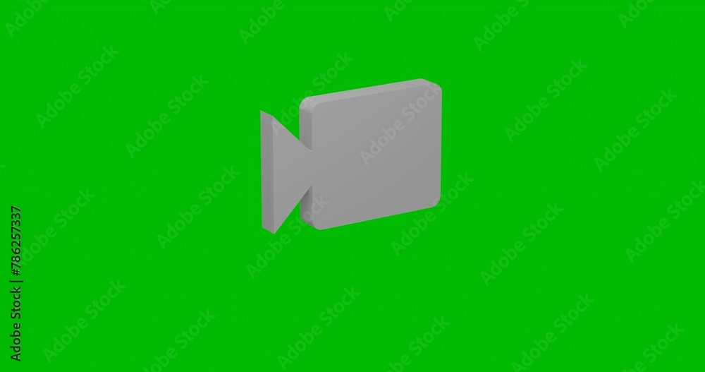 Poster animation of rotation of a white video camera symbol with shadow. simple and complex rotation. seaml
