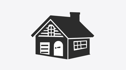 House icon in black and white flat vector isolated