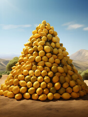 huge pile of lemons creating a pyramid, photo realistic сreated with Generative Ai
