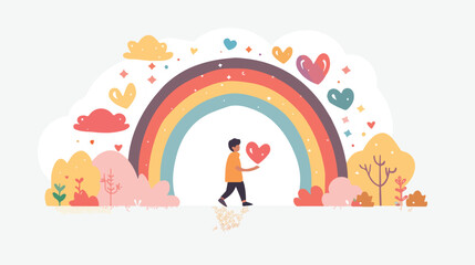 Illustration of an empty template with a rainbow