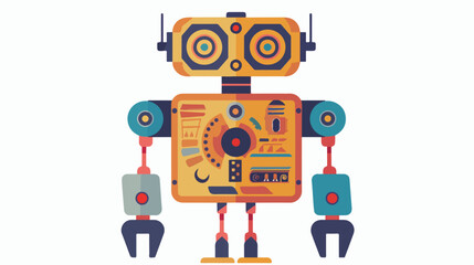 Illustration of an old style robot flat vector isolated