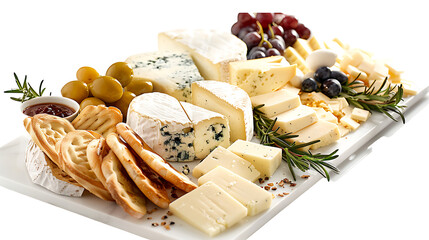 Cheese plate on white  