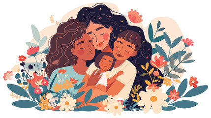 Obraz na płótnie Canvas Illustration Set of Mothers Day. Mother Daughter