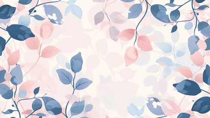 Simple flat illustration of botanical background in delicate pastel colors