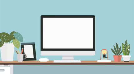Computer display with blank white screen isolated. Vector