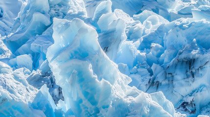Obraz premium Massive glaciers melting, their once-grand ice formations receding as temperatures rise, a stark visual of climate change's impact on our planet's icy realms.