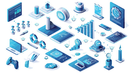 Data analysis digital marketing technology 3d vector 